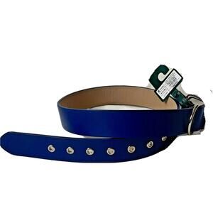 Wild Fable Womens Faux Leather Belt Size XS Blue Buckle Grommets Adjustable